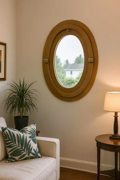 Gd Menuiseries Oeil De Boeuf Bois Ovale H65 X L50 Côte Tableau