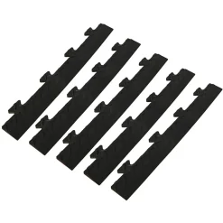 Intec Pack 5 Bordures Males pour Dalle PVC noire Clipsable Sol Antidérapant Carré Garage Atelier PS50CRN/M