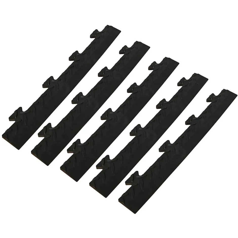 Intec Pack 5 Bordures Males pour Dalle PVC noire Clipsable Sol Antidérapant Carré Garage Atelier PS50CRN/M