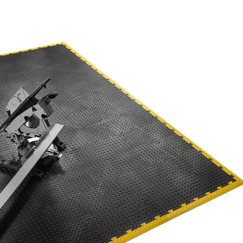 Intec Pack 5 Bordures Males pour Dalle PVC noire Clipsable Sol Antidérapant Carré Garage Atelier PS50CRN/M