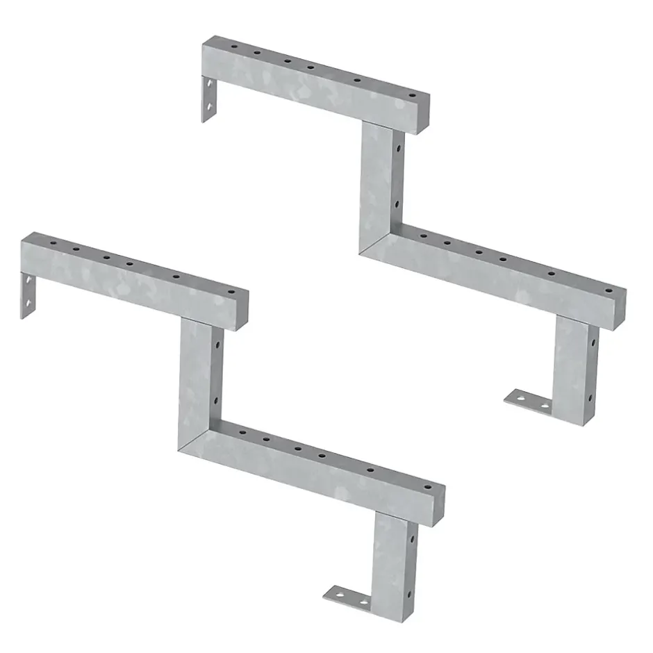 Pack 2 pièces - Limon acier galvanisé 2 marches - H 34cm - Option contremarches-Vinuovo Outlet