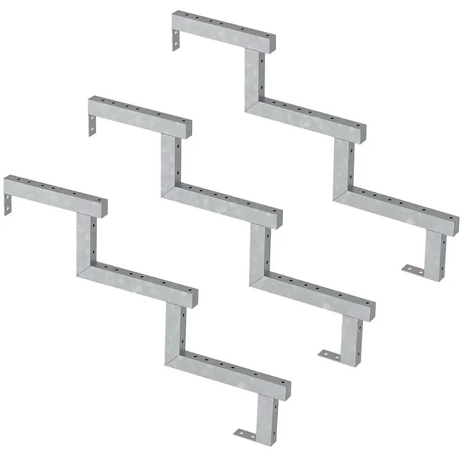 Vinuovo Pack 3 pièces - Limon acier galvanisé 3 marches - H 51cm