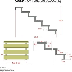 Vinuovo Pack 2 pièces - Limon acier galvanisé 6 marches - H 102cm - Option contremarches