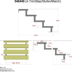 Pack 3 pièces - Limon acier galvanisé 4 marches - H 68cm - Option contremarches-Vinuovo Hot