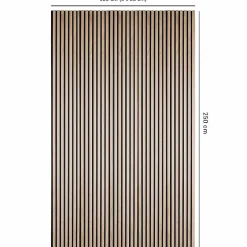 Decoon Pack Acoustic Mur TV tasseaux bois - Lot de 5 panneaux 250x30x1,9 cm - Lamelles chêne clair véritable fond noir - 3,75m²