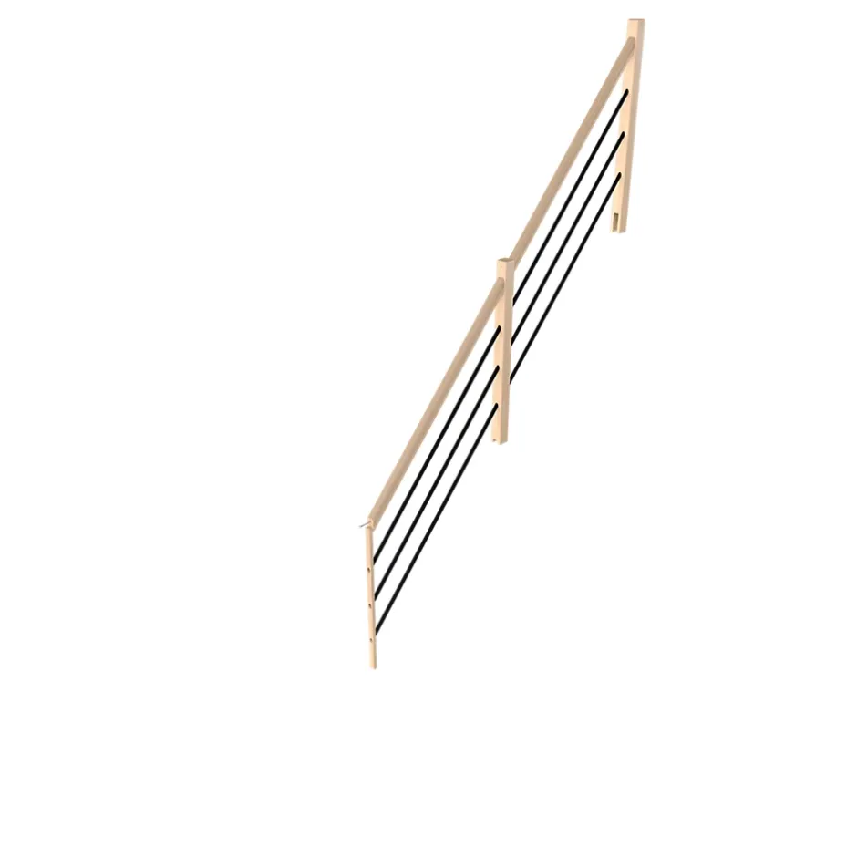 Fortia Pack balustrade verticale hêtre coloris naturel et aluminium noir h.100,5 x l.271,8 cm