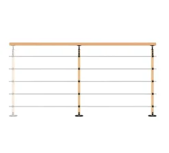 Kordo Pack balustrade 2m pose à plat Hesta hêtre verni/ alu noir ral 9005