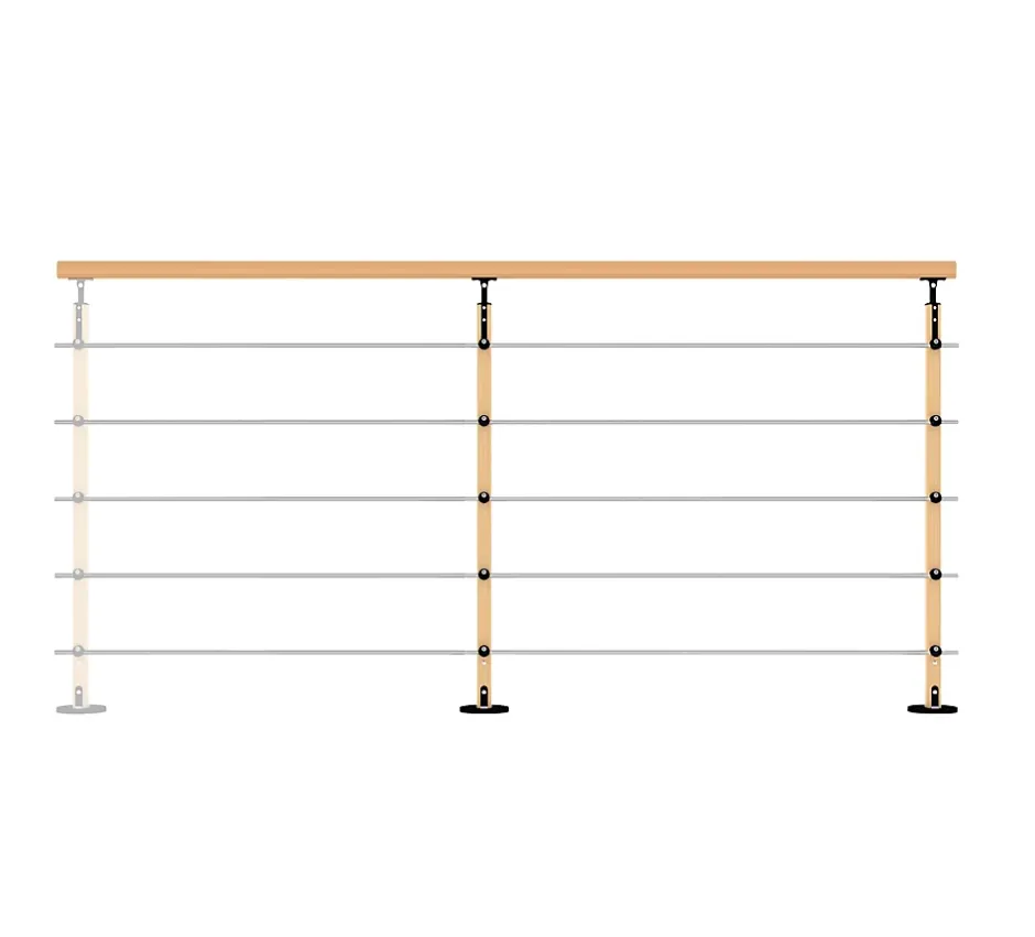 Kordo Pack balustrade 2m pose à plat Hesta hêtre verni/ alu noir ral 9005