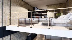 Kordo Pack balustrade 2m pose à plat Hesta hêtre verni/ alu noir ral 9005