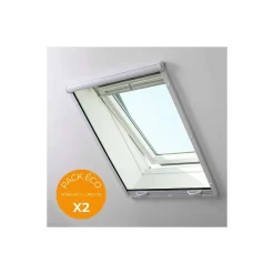 Pack éco de 2 moustiquaire enroulables verticales pour fenêtre de toit alu L 140 cm x H 150 cm Blanc-Volet-Moustiquaire Sale