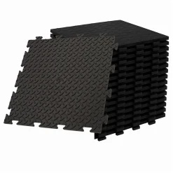 Pack de 10 Dalles PVC Clipsables Noires 50x50 cm Antidérapantes - Revêtement de Sol Garage, Atelier-Intec Outlet