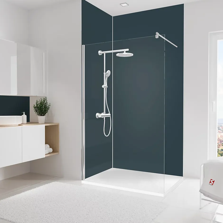 Schulte Pack de 2 panneaux muraux de salle de bain l.120+90 x H.255 cm, anthracite, DecoDesign