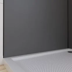 Pack de 2 panneaux muraux de salle de bains, gris foncé avec profilés noirs, l.90+90 x H.210 x P.0,3 cm, Alucolors-Galedo Best