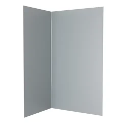 Pack de 2 panneaux muraux de salle de bains, gris avec profilés chromés, l.120+90 x H.210 x P.0,3 cm, Alucolors-Galedo
