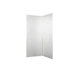 Galedo Pack de 2 panneaux muraux de salle de bains, blanc effet pierre avec profilés dorés, l.90+90 x H.210 x P.0,3 cm, Homestone