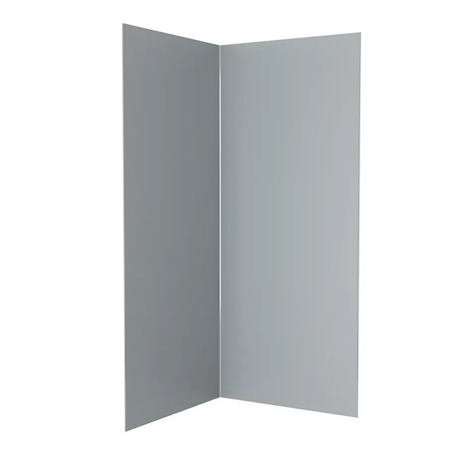 Pack de 2 panneaux muraux de salle de bains, gris avec profilés chromes, l.90+90 x H.210 x P.0,3 cm, Alucolors-Galedo New