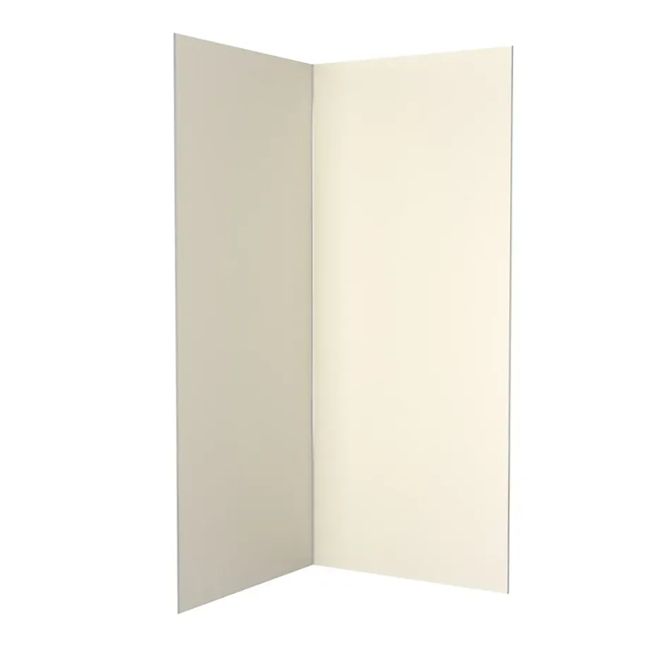 Galedo Pack de 2 panneaux muraux de salle de bains, ivoire avec profilés chromés, l.90+90 x H.210 x P.0,3 cm, Alucolors