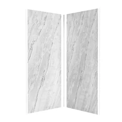 Galedo Pack de 2 panneaux muraux de salle de bains, gris effet marbre avec profilés chromés, l.90+90 x H.210 x P.0,3 cm, Homestone