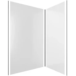 Pack de 2 panneaux muraux de salle de bains, blanc avec profilés noirs, l.120+90 x H.210 x P.0,3 cm, Alucolors-Galedo Clearance