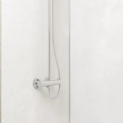 Galedo Pack de 2 panneaux muraux de salle de bains, blanc effet pierre avec profilés chromés, l.90+90 x H.210 x P.0,3 cm, Homestone
