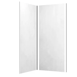 Pack de 2 panneaux muraux de salle de bains, blanc effet pierre avec profilés noirs, l.90+90 x H.210 x P.0,3 cm, Homestone-Galedo Discount