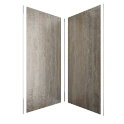 Galedo Pack de 2 panneaux muraux de salle de bains, marron effet pierre avec profilés chromés, l.90+90 x H.210 x P.0,3 cm, Homestone