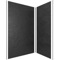 Galedo Pack de 2 panneaux muraux de salle de bains, gris foncé effet ardoise avec profilés noirs, l.120+90 x H.210 x P.0,3 cm, Homestone