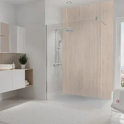 Pack de 2 panneaux muraux de salle de bains l.100 x H.255 cm, effet travertin romain , DécoDesign Décor-Schulte New