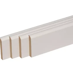 Forestea Pack de 4 plinthes bord arrondi MDF revêtues blanc 2200 x 150 x 16 mm