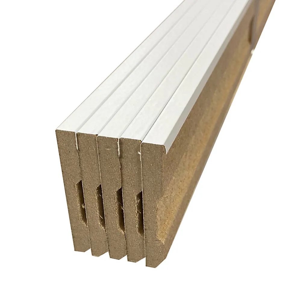 Pack de 5 plinthes bord carré MDF revêtues blanc 2200 x 68 x 9 mm-Forestea Hot