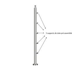 AICA Sanitaire Pack garde-corps 1.2 m 5 barres inox 304 argent installation verticale intérieur extérieur by Aica