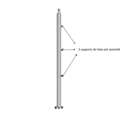 AICA Sanitaire Pack garde-corps 1.5 m avec 3 barres en inox 304 argent installation verticale by AICA