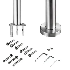 Pack garde-corps 2 m avec 3 barres en inox 304 argent installation verticale by AICA-AICA Sanitaire New