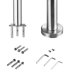 AICA Sanitaire Pack garde-corps 1.8 m avec 3 barres en inox 304 argent installation verticale by AICA