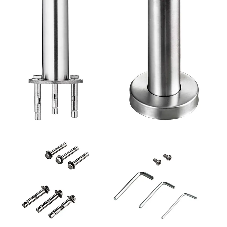 AICA Sanitaire Pack garde-corps 1.8 m avec 3 barres en inox 304 argent installation verticale by AICA