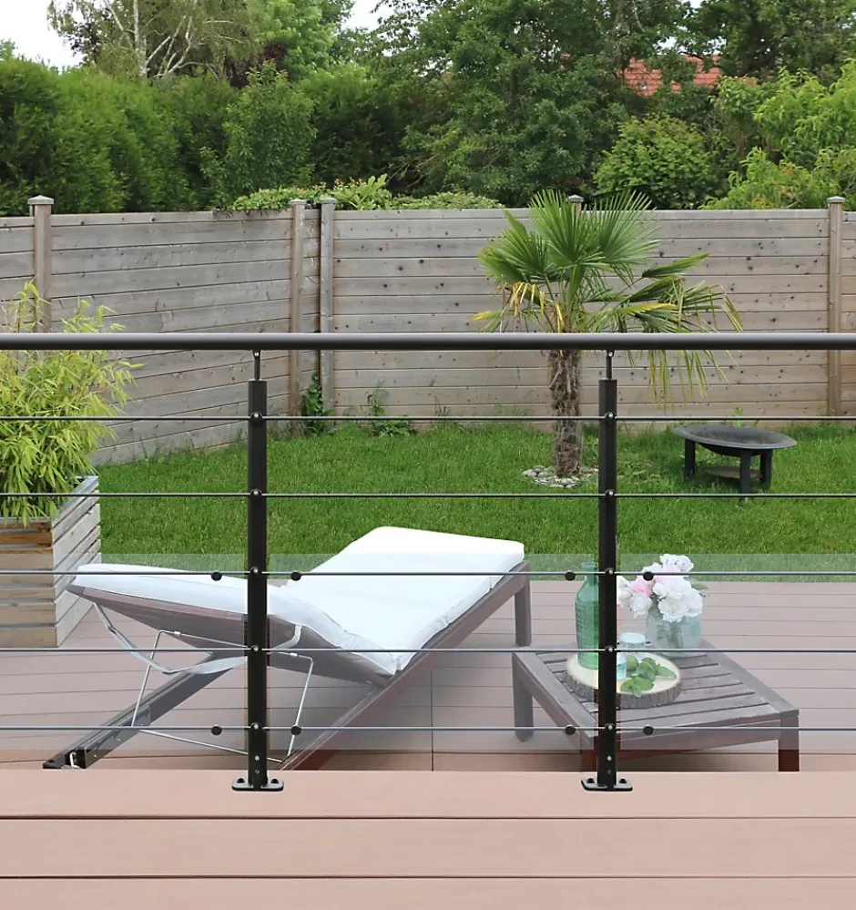 Burger Pack garde-corps 2m Opalu noir pose à plat