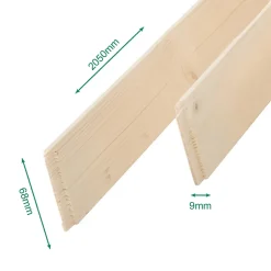 Forestea Pack promotionnel de 5 plinthes sapin massif petits noeuds bord droit 2050 x 68 x 9 mm