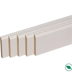 Pack promotionnel de 5 plinthes MDF revetu blanc bord arrondi 2000 x 68 x 9 mm-Forestea New