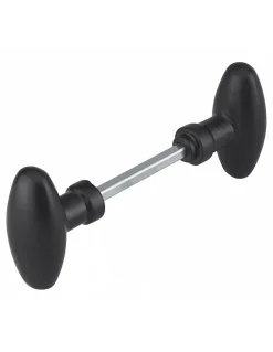 Paire de boutons ovoïdes pour porte d'entrée, carré 6x90mm, 1 portée, noir --Thirard New