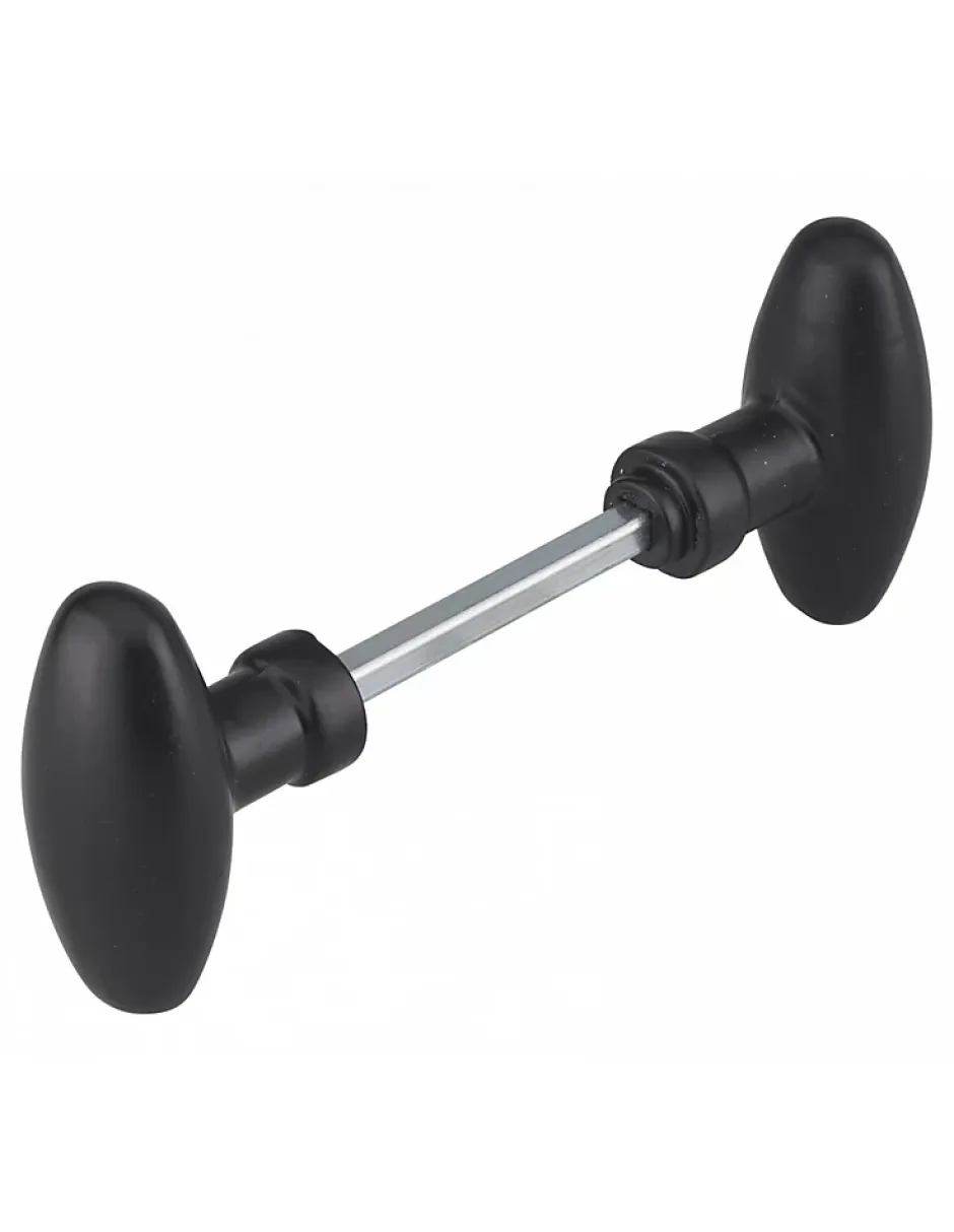 Paire de boutons ovoïdes pour porte d'entrée, carré 6x90mm, 1 portée, noir --Thirard New