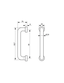 Paire de poignée pour porte battante, entr'axe 300mm, L 325mm, inox --Thirard Outlet