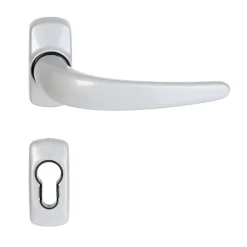 Paire de Poignées de Porte sur Rosaces " STELLUS " + 2 Rosaces Trous Cylindres , Grises.-Klose Besser New