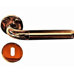 Paire de Poignées de Porte sur Rosaces " Champagne Rosé " - . Gamme " CASSIS " - +1 Paire de rosaces à trou de clé-Klose Besser Discount