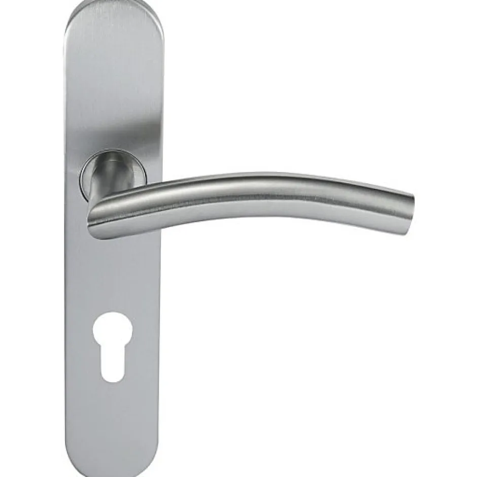 Paire de Poignées de porte Inox 304 sur Plaque "Romy Vague" - Trou Cylindre-Klose Besser New