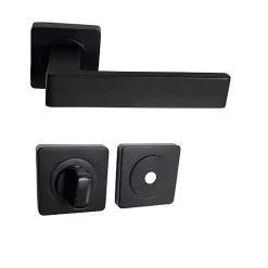 Paire de Poignées de Porte sur Rosaces Aluminium Carrées noires "NATALYA" - +1 Paire de rosaces condamnation-Klose Besser Hot