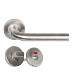 Klose Besser Paire de poignées sur rosaces "Elsa en L" - Inox 304 - +1 Paire de rosaces condamnation + voyant