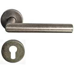 Klose Besser Paire de Poignées sur Rosaces "ANTIQUE ARGENT"- Inox 304 SILVER - +1 Paire de rosaces cylindre