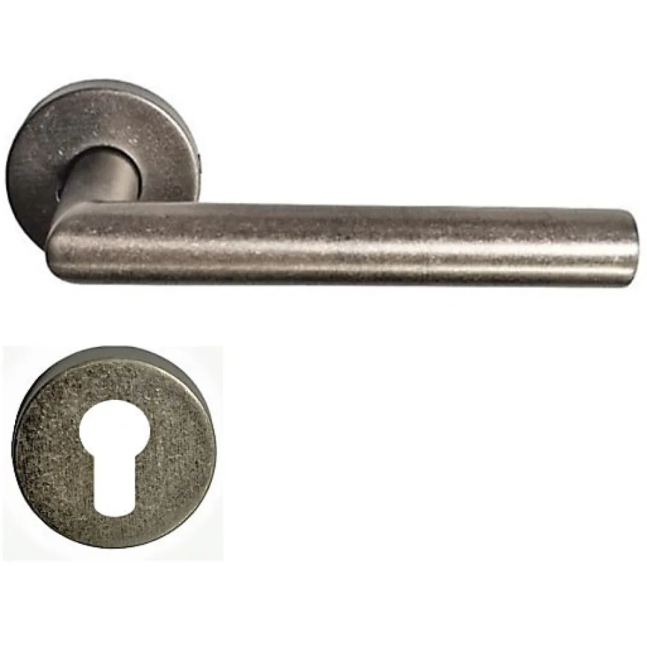 Klose Besser Paire de Poignées sur Rosaces "ANTIQUE ARGENT"- Inox 304 SILVER - +1 Paire de rosaces cylindre