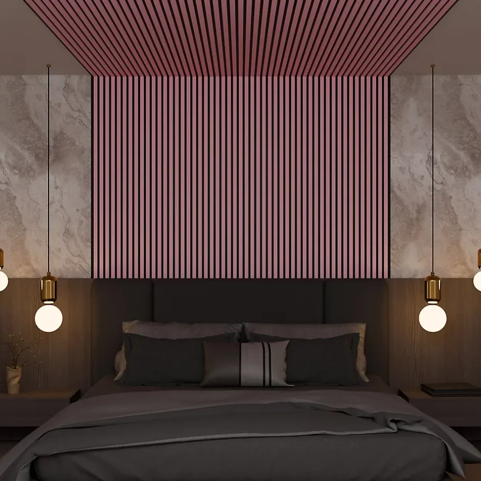 Panneau Acoustique 21mm - Rose - Feutrine Noire - 240x60cm - Lot de 2-Ps Global Company Outlet