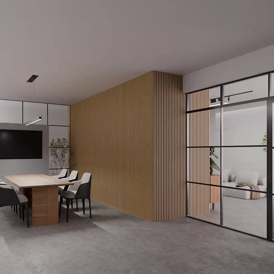 Ps Global Company Panneau Acoustique 11mm - Chêne - Feutrine Noire - 240x60cm - Lot de 4